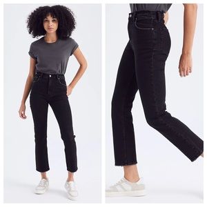 abercrombie & fitch - the ankle straight ultra high rise jean ankle crop frayed